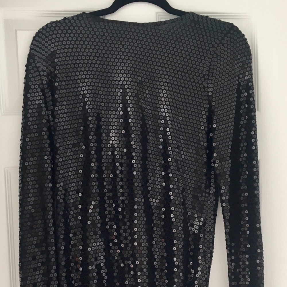 Michael Kors Black Long Sleeve Sequin Top